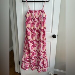 Jacqui E Pink and White Floral Dress